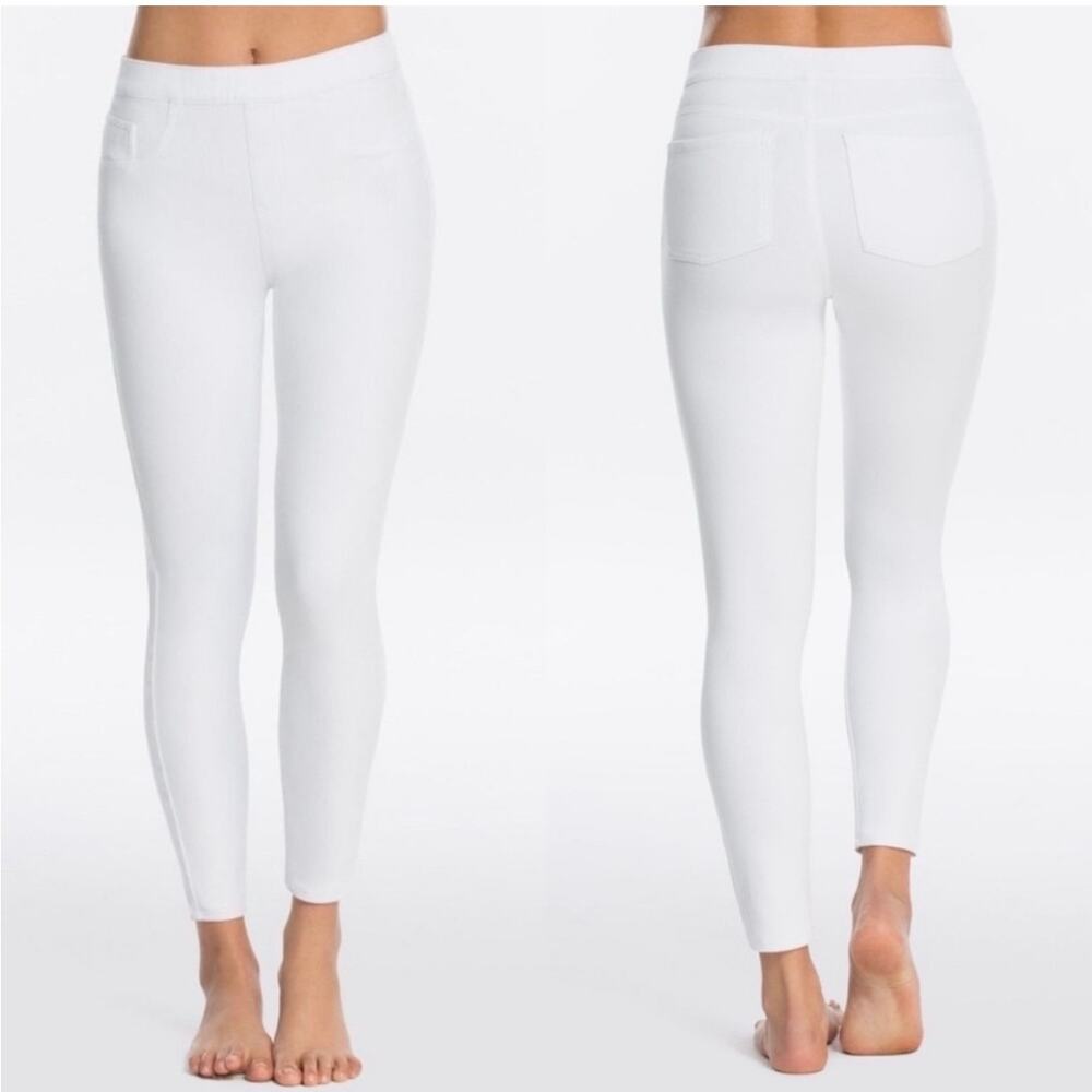 SPANX Jean-ish Ankle Leggings White Pull On Stretch Denim Pants M